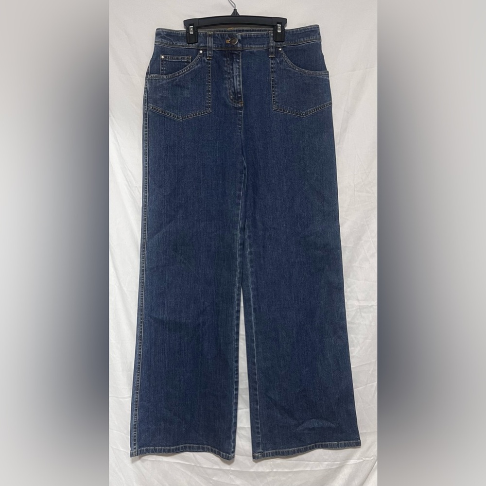 NWT Jones New York High Rise Salsbury 2 Wide Leg Patch Pocket Jeans Winter Boho - Picture 3 of 15